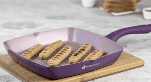 Wonderchef Royal Velvet 20cm Grill Pan | Soft-Touch Handles |Non – Toxic I Virgin Aluminium| 3 mm Thick | 2 Year Warranty | Purple - Image 2
